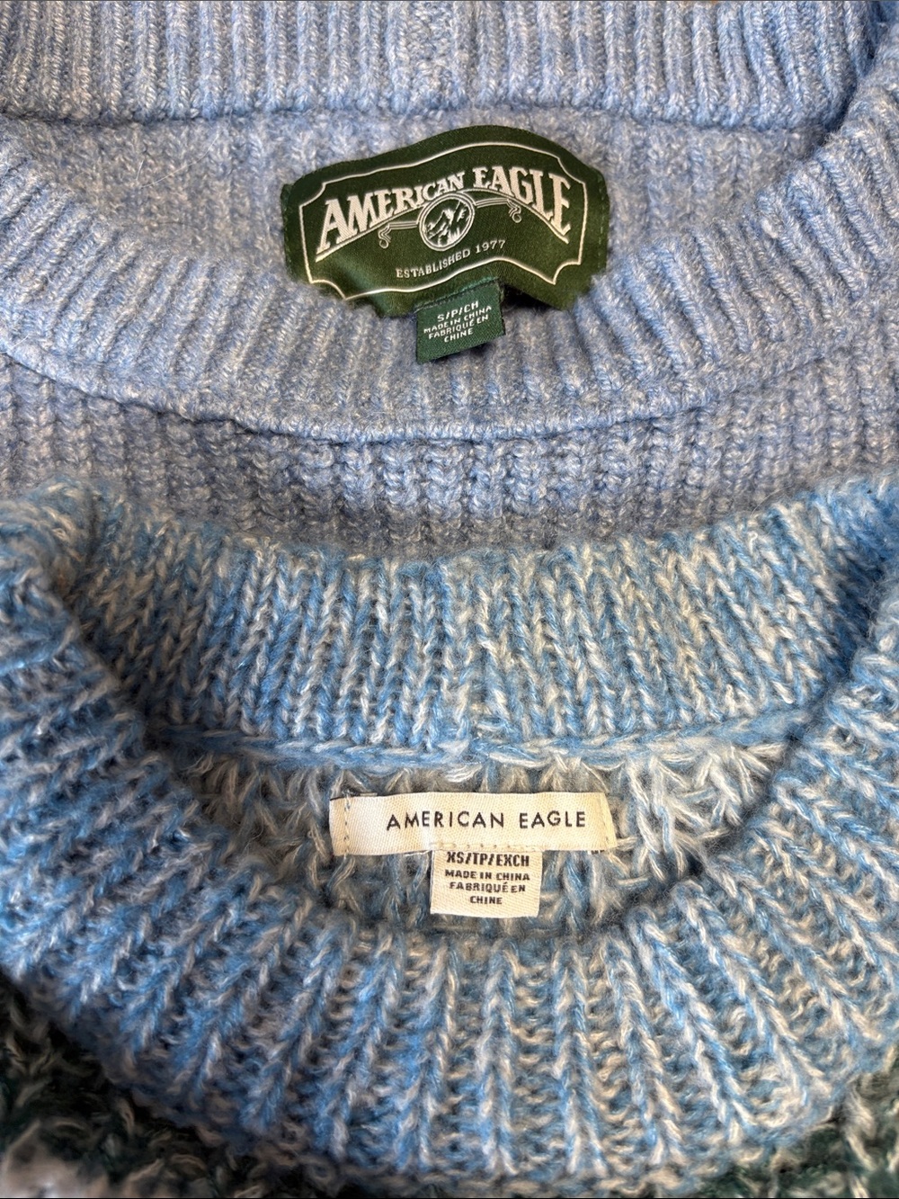 Bundle of 2 American Eagle Outfitters Sky Blue Crewneck Sweater